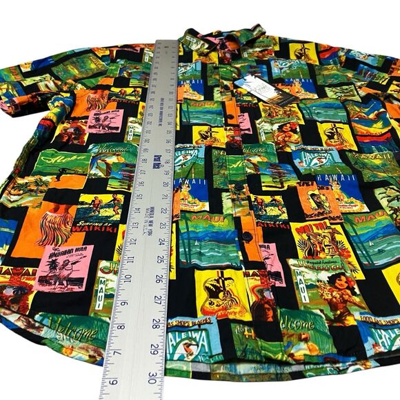Denim & Flower Shirt Mens XL Hawaiian Button Up Tropical Resort Luau Surf - Picture 3 of 12